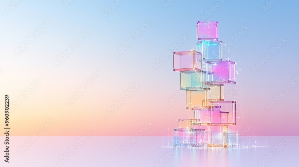 Poster dynamic digital bar graph illustrating growth in financial success through block design