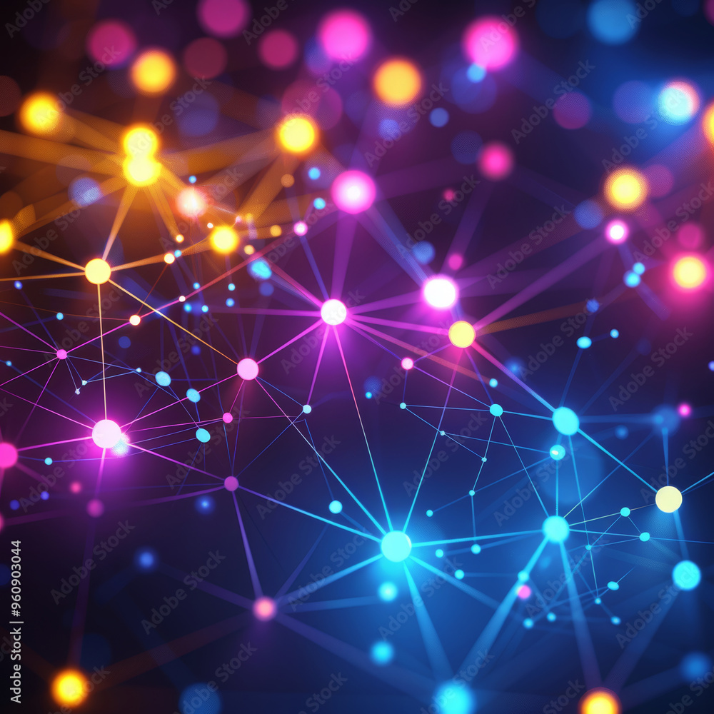 Aufkleber this artwork features a vibrant network of glowing dots connected by lines, showcasing an array of c