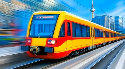 High Speed Train in City with Motion Blur