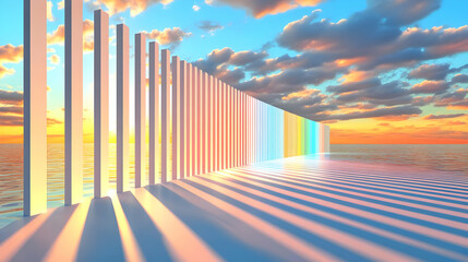 Obraz premium Abstract Colorful Architecture Sunset Sea