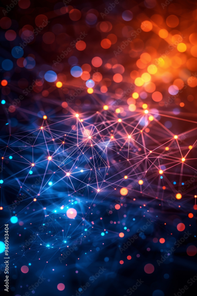 Poster vibrant dots and lines intertwine to form an abstract design, creating a captivating visual effect t