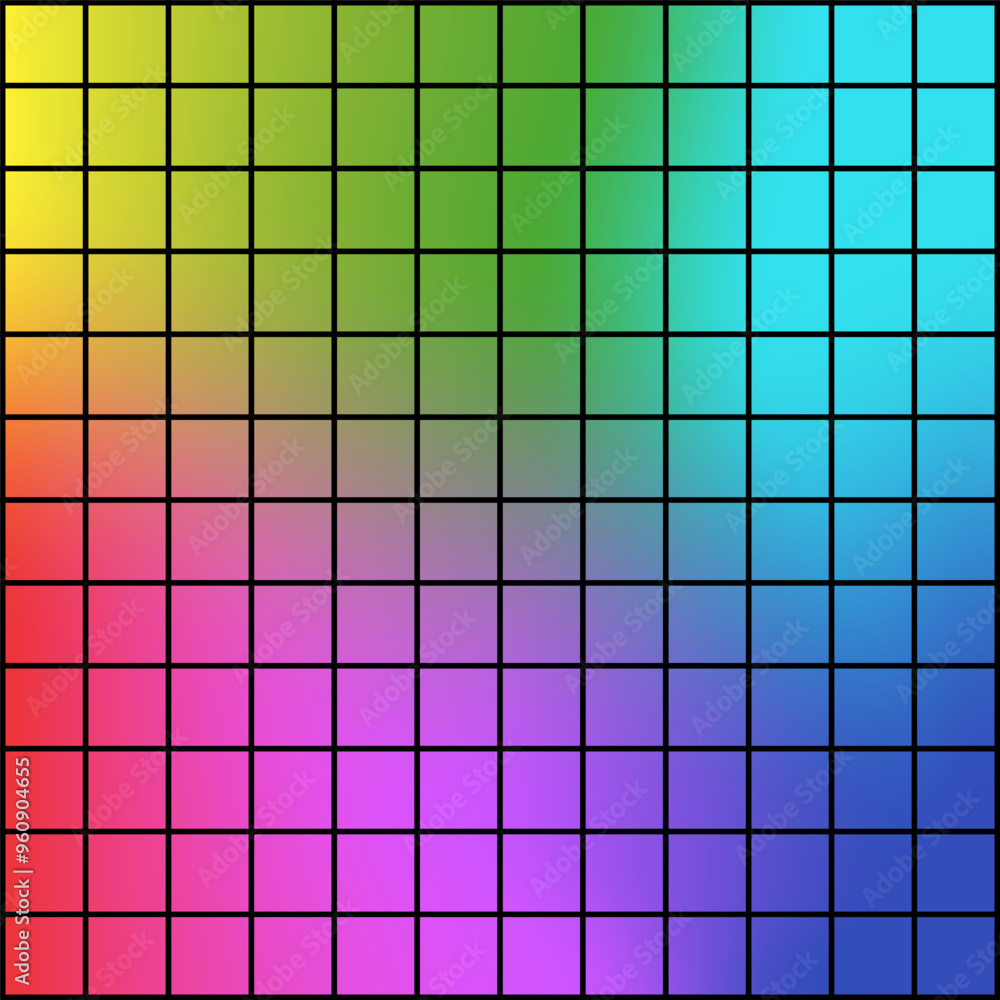 Aufkleber colorful gradient grid. vibrant square pattern. multicolor tiled background. vector geometric design