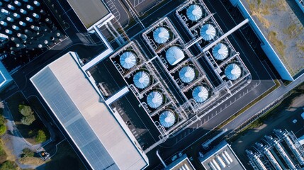 Aerial View of Industrial Complex with Large Tanks