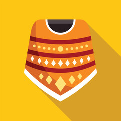 Vibrant and festive traditional mexican poncho, showcasing a colorful pattern, set against a bright yellow background