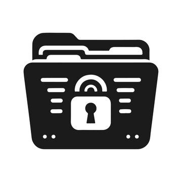 recommend clip art: File folder lock black silhouette icon and vector design for privacy safety protection