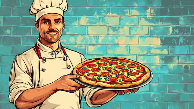 Pizza Chef Holding Pepperoni Pizza