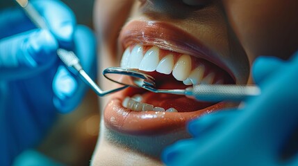 Close-up of a patient's mouth during a dental exam