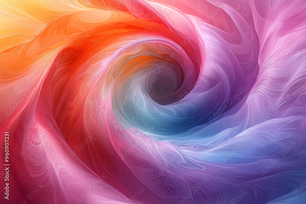 Poster a digital rendering of swirling, iridescent colors creating a mesmerizing effect. concept of digital