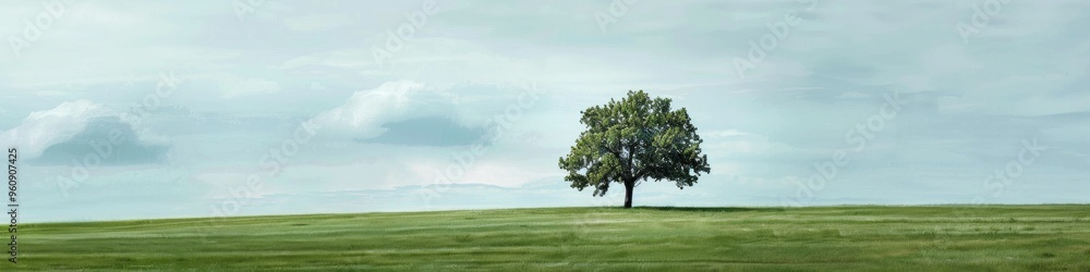 Poster Minimalist Landscape Featuring a Lone Tree