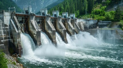 Hydroelectric Dam Generating Power