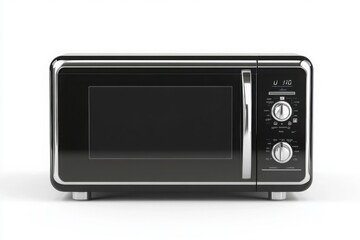 Obraz premium Sleek black microwave oven with chrome accents
