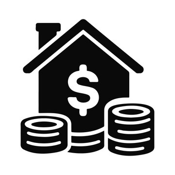 black house with dollar sign and coins