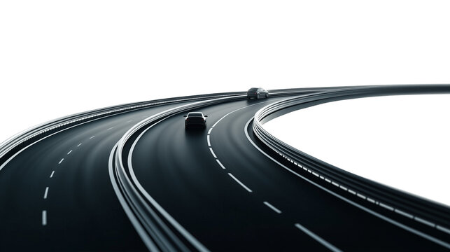 Road, highway with cars, isolated illustration