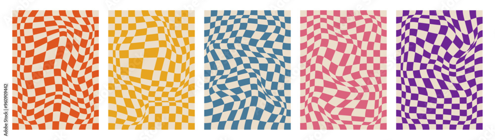 Poster set and collection trendy twirl backgrounds. hippie and y2k. groovy swirl and retro psychedelic aest