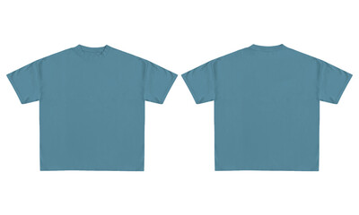 Two Plain Blue T Shirts on White Background Mockup