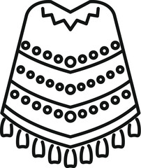 Traditional mexican poncho with ethnic ornament representing wearing culture of south america