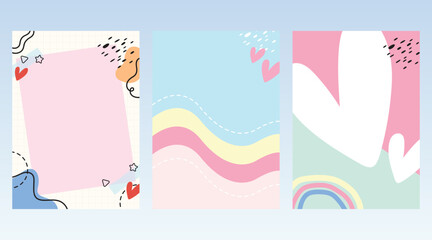 Colorful background in cute pastel line 3