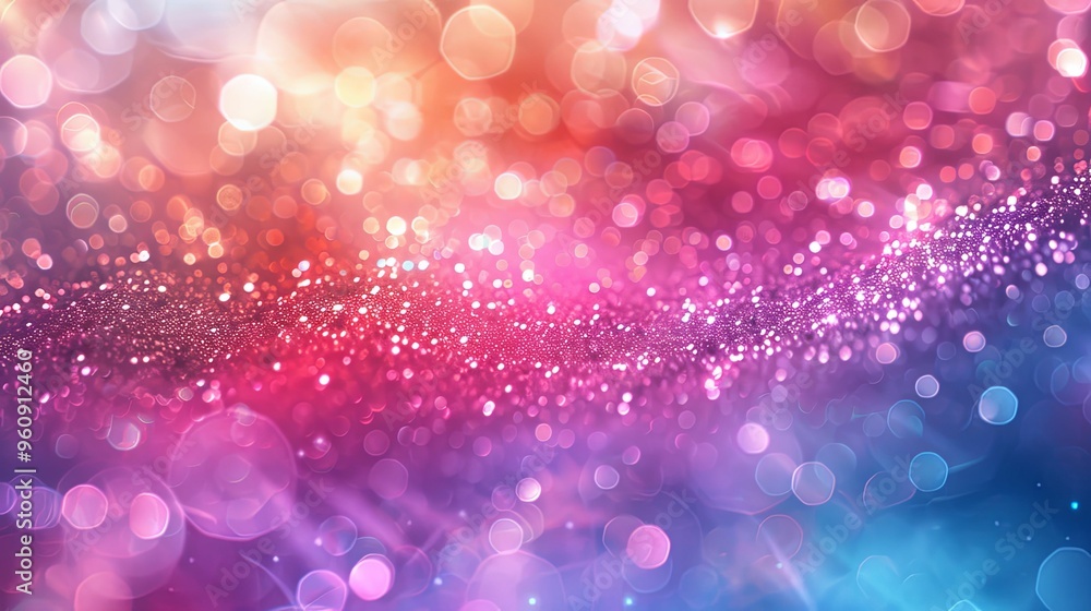 Wall mural Abstract Purple and Blue Bokeh Background with Glittering Texture