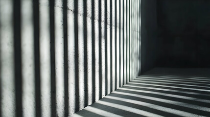 Abstract Concrete Wall with Vertical Lines and Shadow Patterns