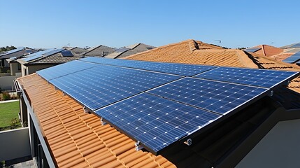 Solar Panels Being Installed on Residential Rooftop for Renewable Energy