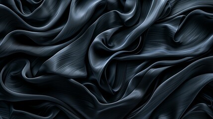 Obraz premium Abstract Black Fabric Draped in Smooth Waves