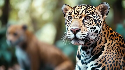 Obraz premium Close-up Portrait of a Jaguar with Blurred Background