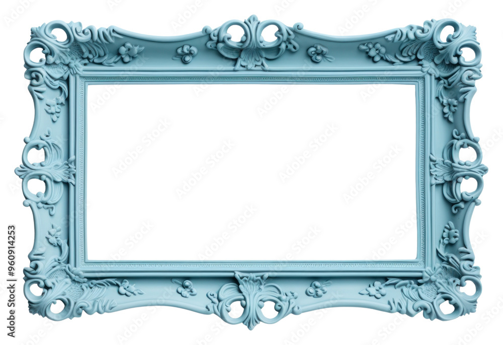 Poster PNG  Blue rectangle frame white background.