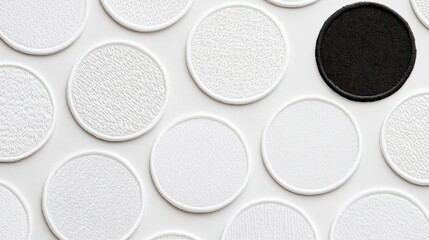 White and Black Circular Patches on White Background