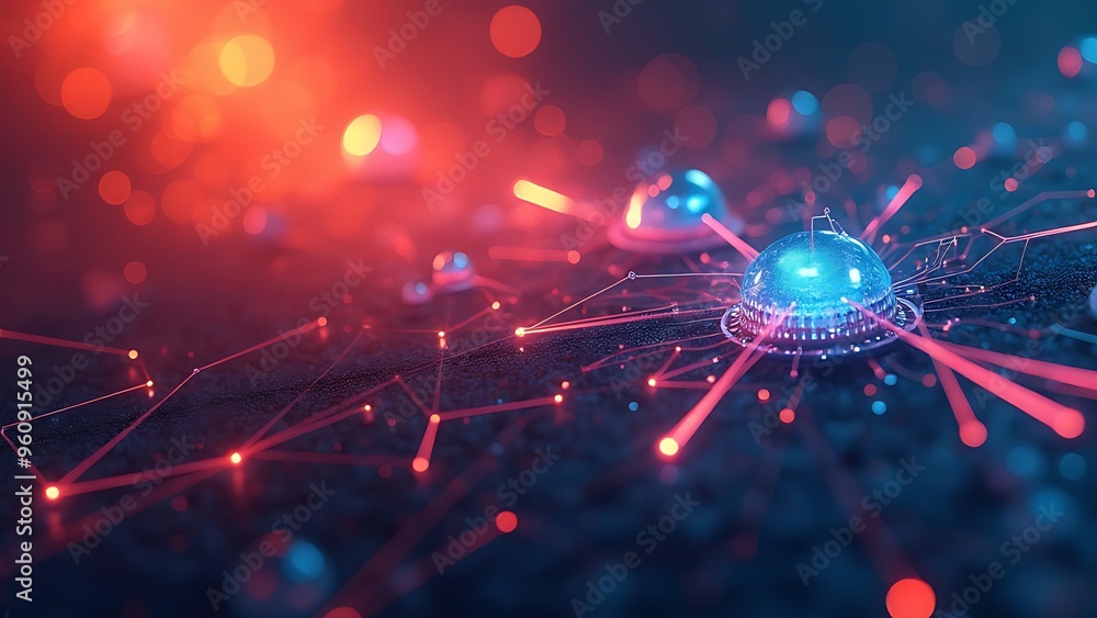 Aufkleber digital abstract backdround for technological operations, neural networks, ai, data transmission and