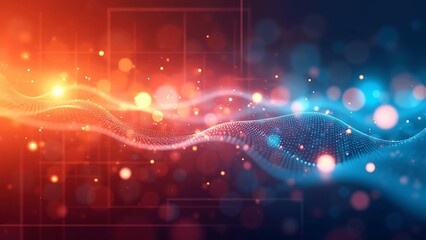 Digital abstract backdround for technological operations, neural networks, AI, data transmission and encryption, digital archives, audio and visual representations, scientific research. Copy space