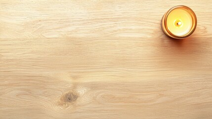 Wooden Background with Burning Candle