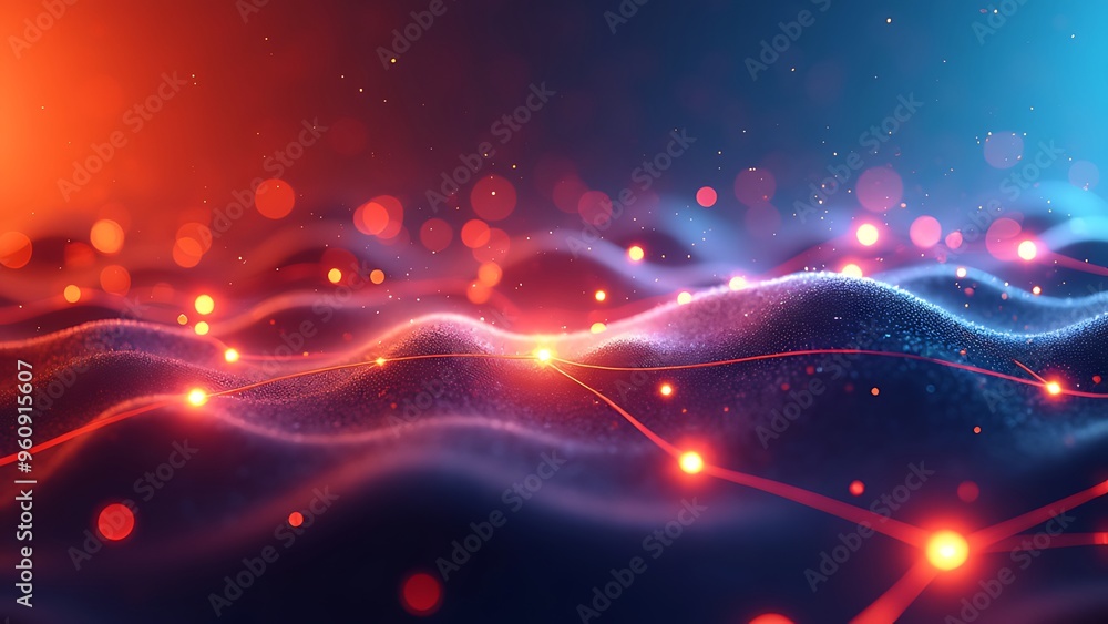 Poster digital abstract backdround for technological operations, neural networks, ai, data transmission and
