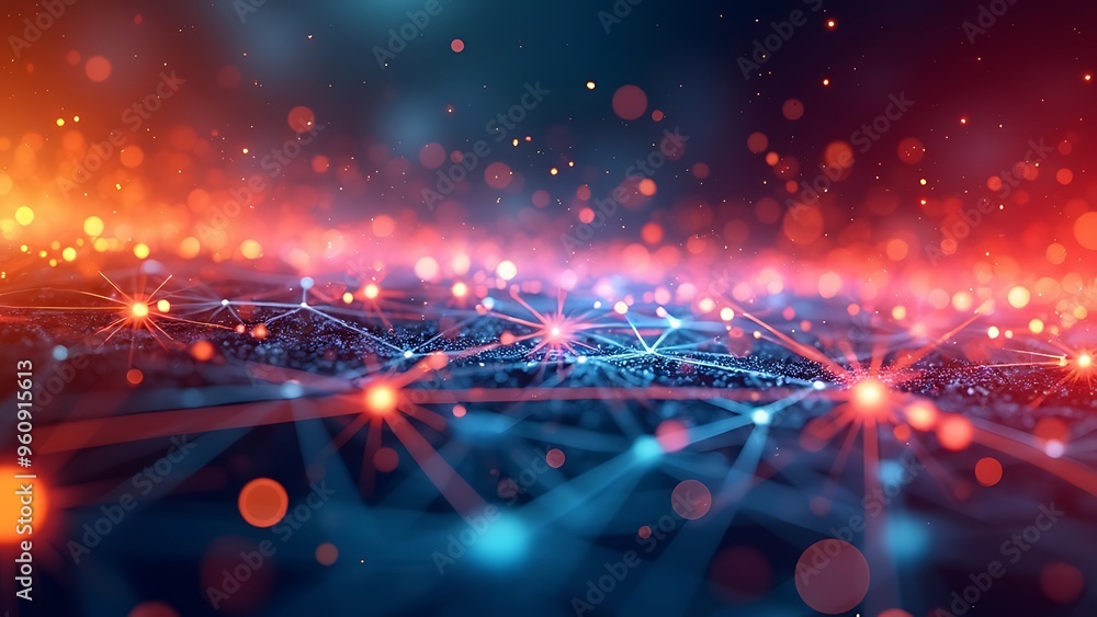Poster digital abstract backdround for technological operations, neural networks, ai, data transmission and