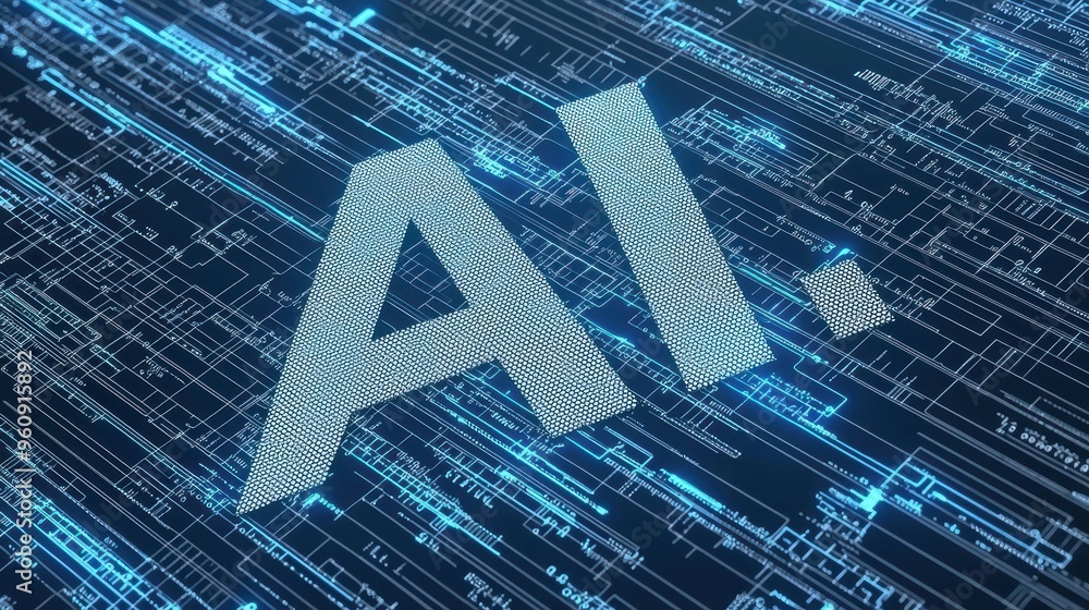 Poster ai technology artificial intelligence machine learning digital network circuit board blue futuristic