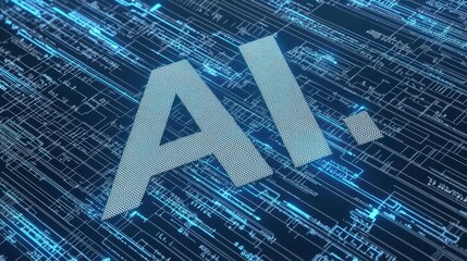 Obraz premium AI Technology Artificial Intelligence Machine Learning Digital Network Circuit Board Blue Futuristic