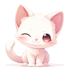 White kitty cat vector cartoon