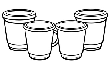 Set of Black and White Cups on Transparent Background - Perfect for Kitchen and Drinkware Designs
