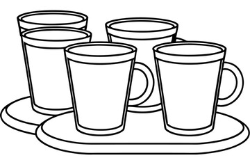 Set of Black and White Cups on Transparent Background - Perfect for Kitchen and Drinkware Designs