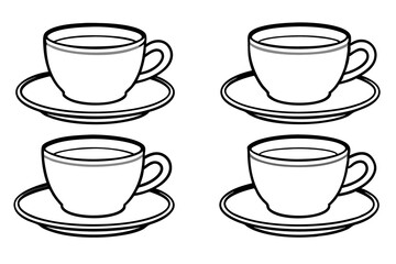 Obraz premium Set of Black and White Cups on Transparent Background - Perfect for Kitchen and Drinkware Designs
