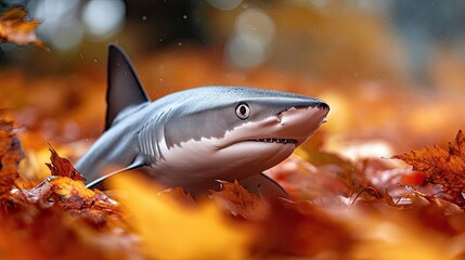 shark isolated on autumn background