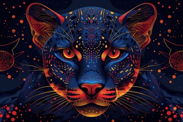 Vibrant Geometric Nile Cat Illustration