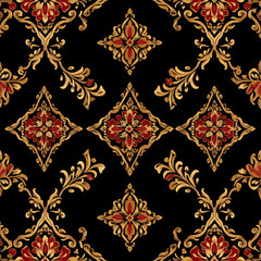 thai art pattern on the wall