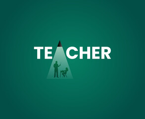 Happy Teacher's Day creative concept vector illustration. Creative teacher's day, education day concept. teacher reads the student vector. teacher illustration.
