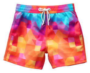 Colorful swimming trunks shorts white background undergarment.