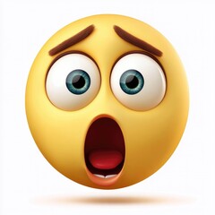 Fototapeta premium A surprised emoji expressing shock in a playful, vibrant design with exaggerated features against a minimalist background