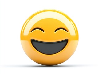 A joyful expression radiates happiness through a bright yellow emoji with a wide smile set against a clean, minimalistic background, evoking feelings of positivity and cheerfulness