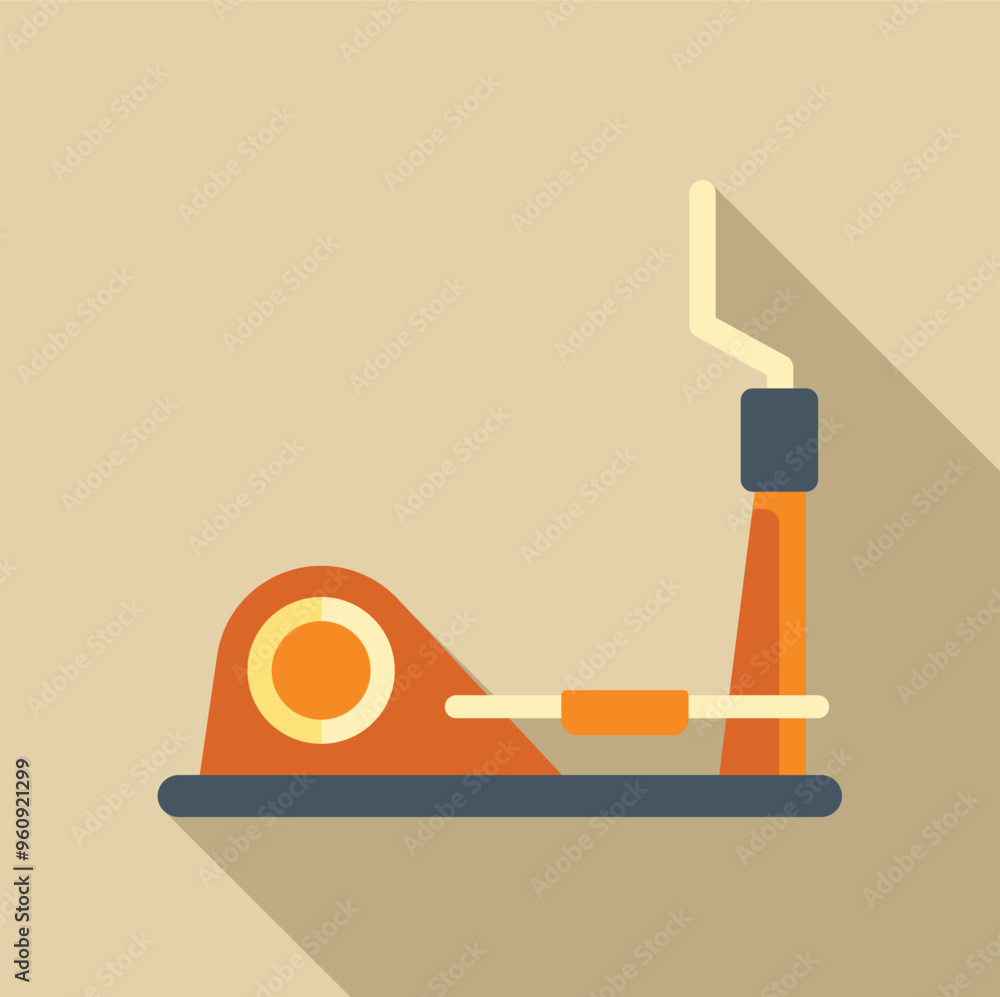 Poster orange elliptical trainer, a stationary exercise machine used to simulate running or climbing stairs