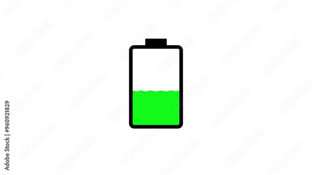 Poster battery charge motion animation with dynamic visuals and smooth transitions for energy display.