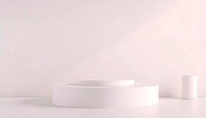 Pastel white podium pedestal with matte color background. Style-74