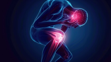 Human Figure with Painful Areas Highlighted